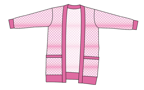 Pink Check Ladies' Grandpa Cardigan