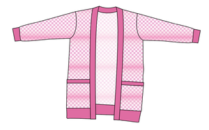 Pink Check Ladies' Grandpa Cardigan