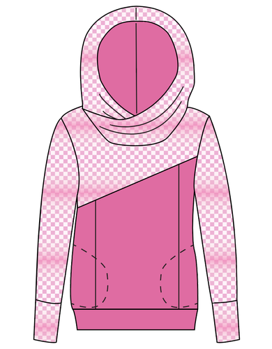 Pink Check Ladies Hoodie