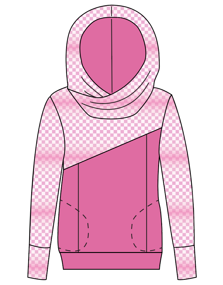 Pink Check Ladies Hoodie