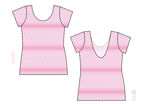 Pink Check Ladies' Low Back Ballerina Tee