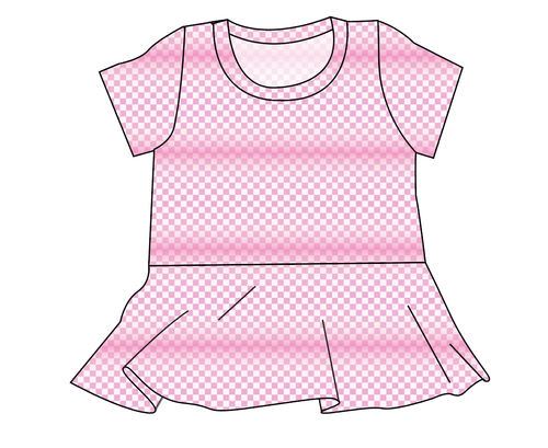 Pink Check Ladies' Peplum Top