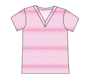 Pink Check Ladies' Slouchy V-Neck Tee