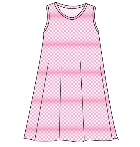 Pink Check Ladies' Swing Dress