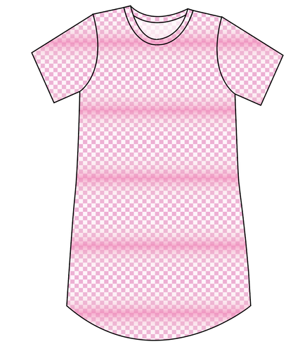 Pink Check Ladies' T-Shirt Dress