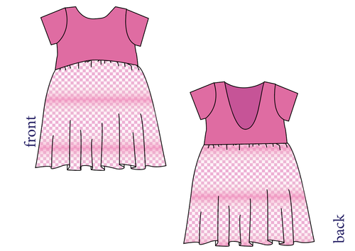 Pink Check Low Back Dress