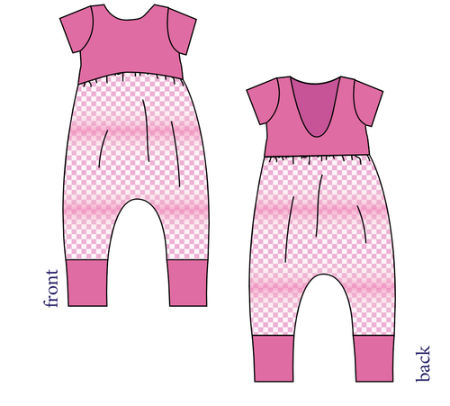 Pink Check Low Back Romper and Bubble Romper