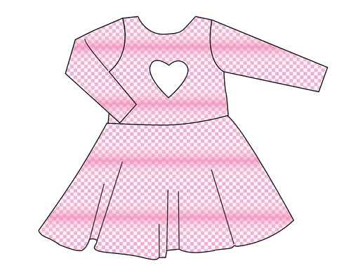 Pink Check Molly Heart Back Twirly Dress
