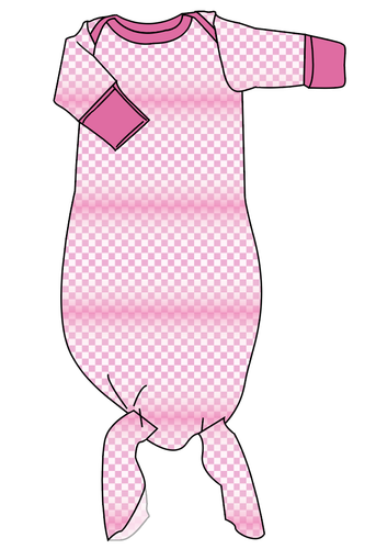 Pink Check Newborn Knotted Gown