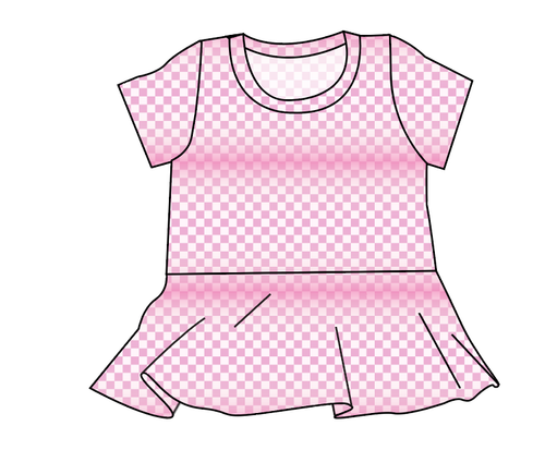 Pink Check Peplum Top