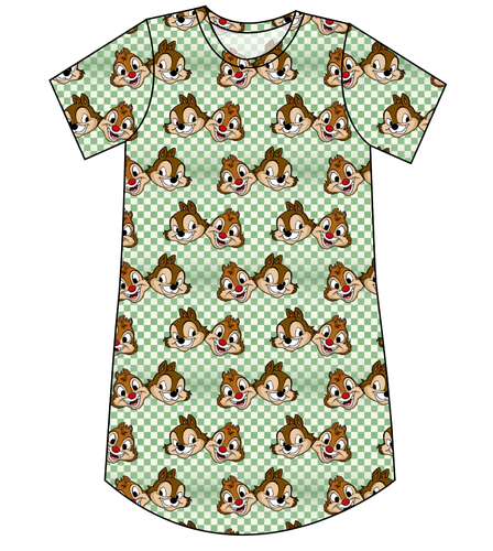 Chipmunk Pals Ladies' T-Shirt Dress