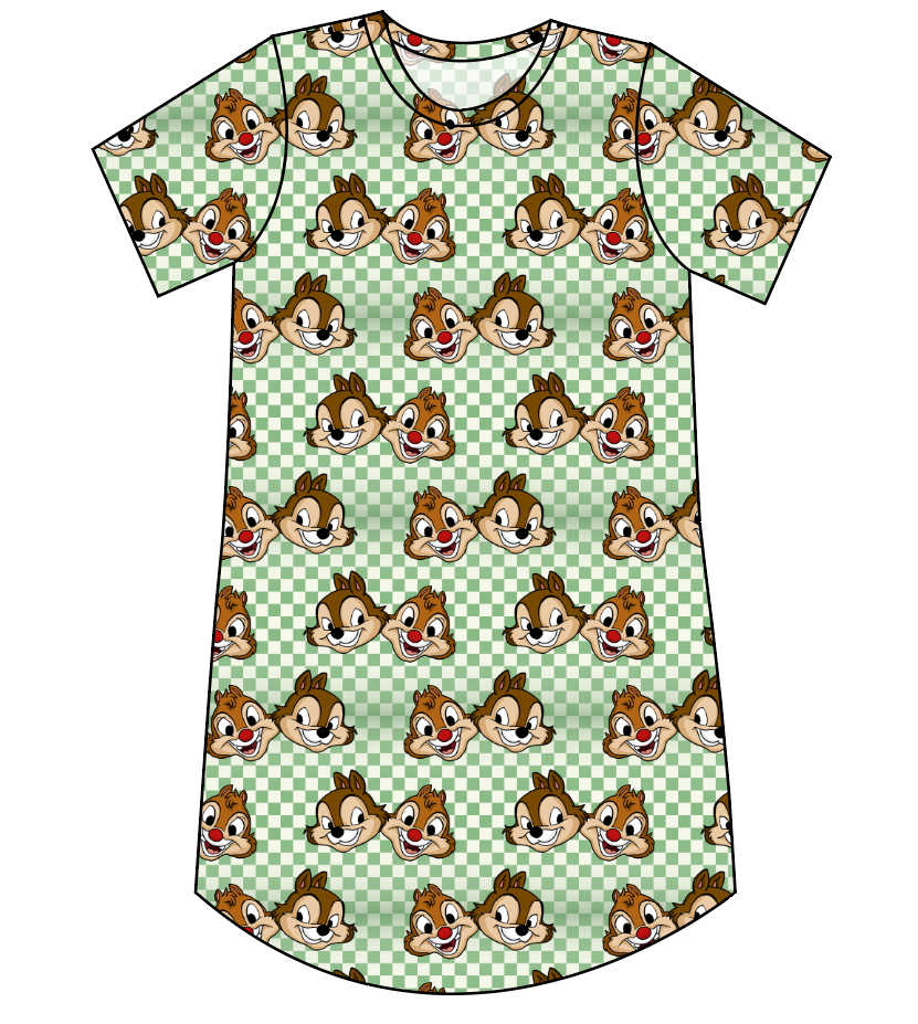 Chipmunk Pals Ladies' T-Shirt Dress
