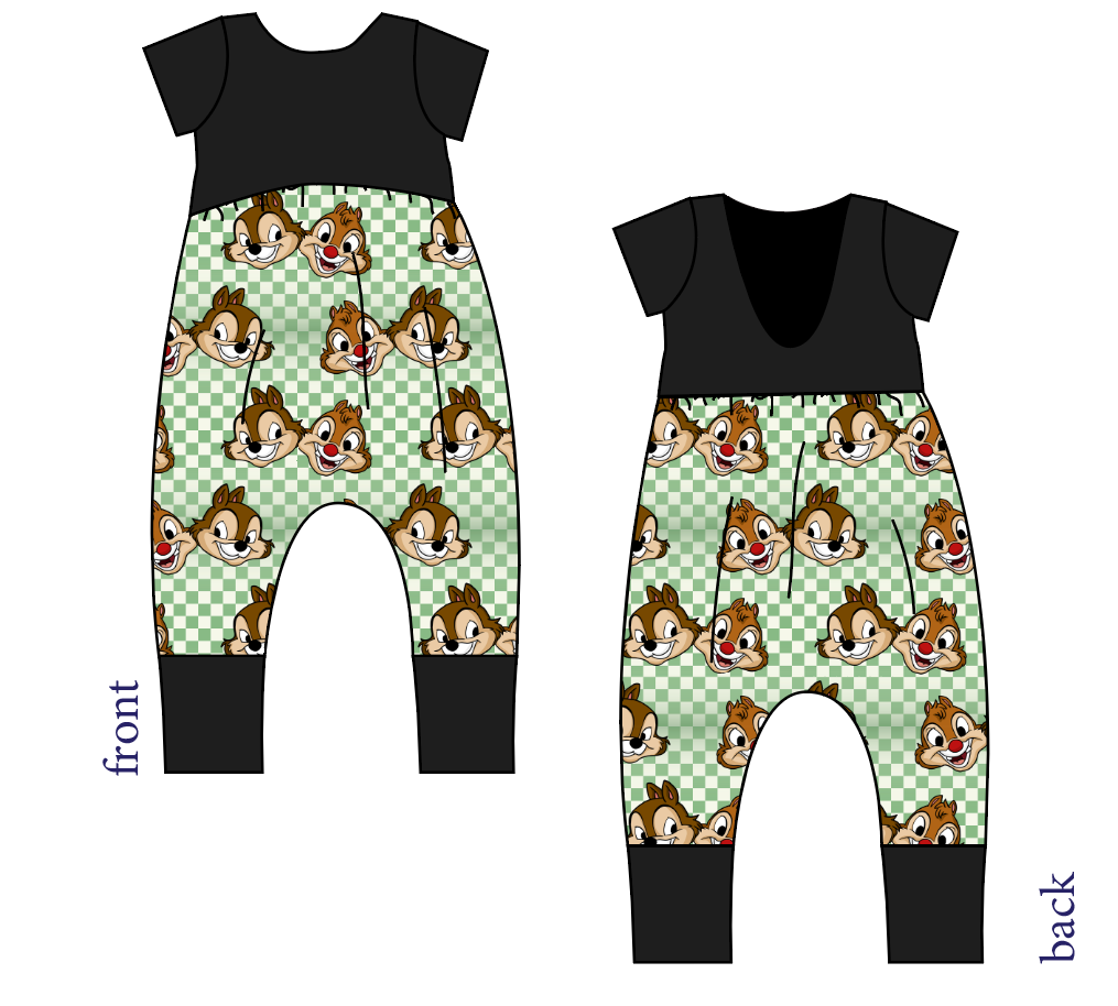 Chipmunk Pals Low Back Romper and Bubble Romper