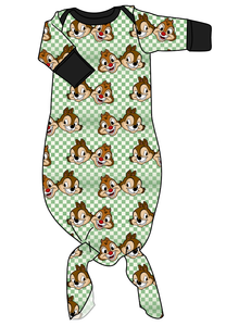 Chipmunk Pals Newborn Knotted Gown