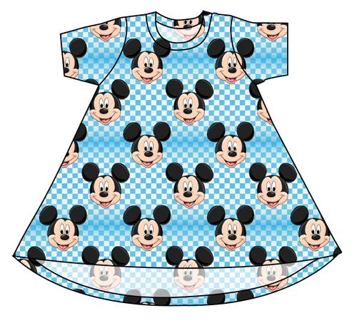 Mickey Check Basic T-Shirt Dress