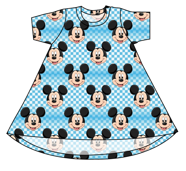 Mickey Check Basic T-Shirt Dress