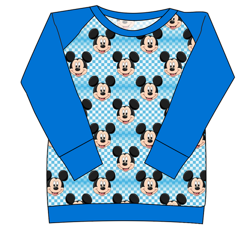 Mickey Check Ladies' Classic Crewneck