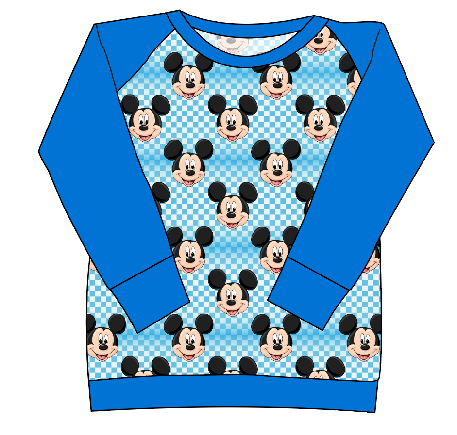 Mickey Check Ladies' Classic Crewneck