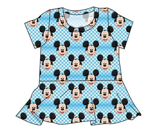 Mickey Check Ladies' Peplum Top