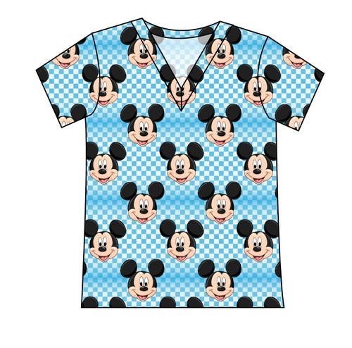 Mickey Check Ladies' Slouchy V-Neck Tee