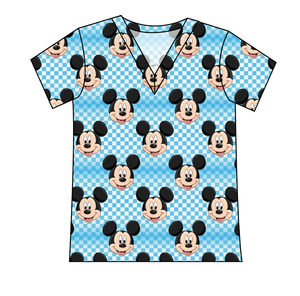 Mickey Check Ladies' Slouchy V-Neck Tee