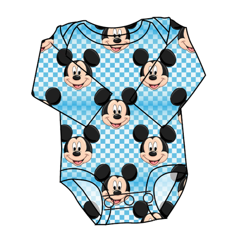 Mickey Check Lap Neck Bodysuit