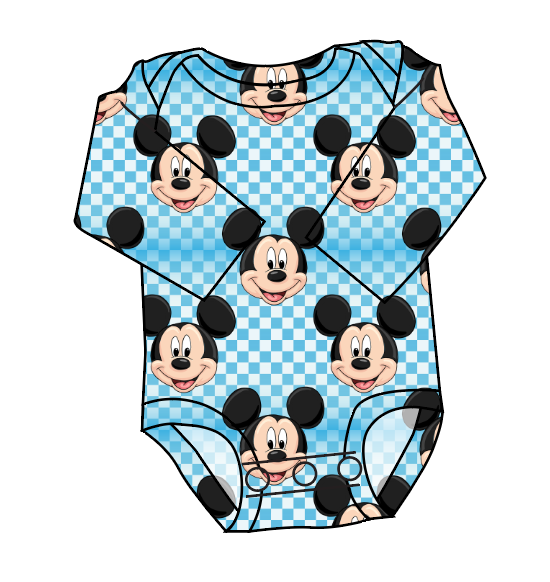 Mickey Check Lap Neck Bodysuit