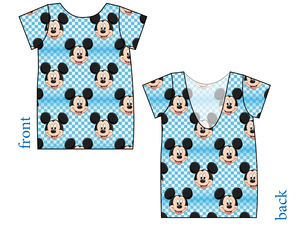 Mickey Check Low Back Ballerina Tee