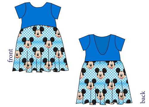 Mickey Check Low Back Dress