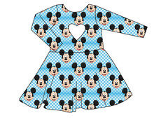 Load image into Gallery viewer, Mickey Check Molly Heart Back Twirly Dress