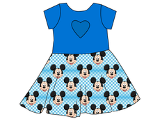 Load image into Gallery viewer, Mickey Check Molly Heart Back Twirly Dress