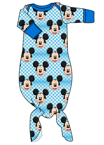 Mickey Check Newborn Knotted Gown