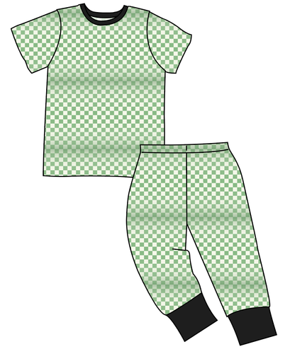 Green Check Basic Loungewear Set