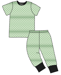 Green Check Basic Loungewear Set