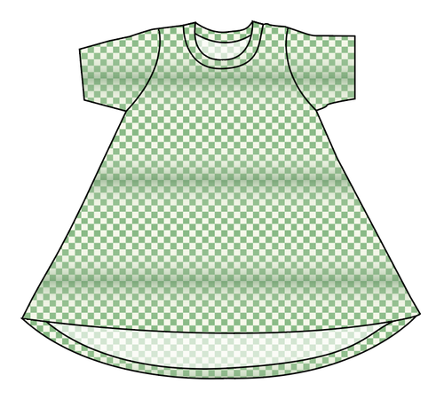 Green Check Basic T-Shirt Dress