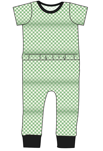Green Check Bennett Pants and Shorts Length T-Shirt Romper