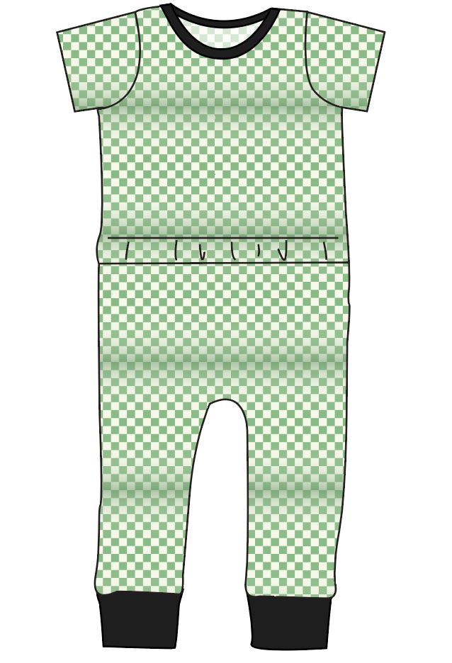 Green Check Bennett Pants and Shorts Length T-Shirt Romper