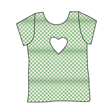 Load image into Gallery viewer, Green Check Cambria Heart Back Tee