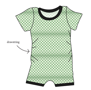 Green Check Grow With Me Pants And Shorts Romper
