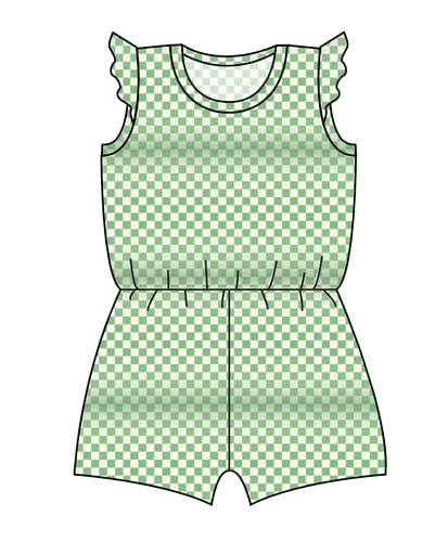 Green Check Ivy Summer Romper