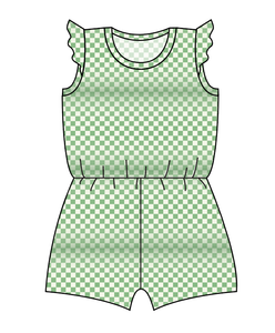 Green Check Ivy Summer Romper