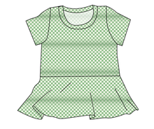 Load image into Gallery viewer, Green Check Ladies&#39; Peplum Top