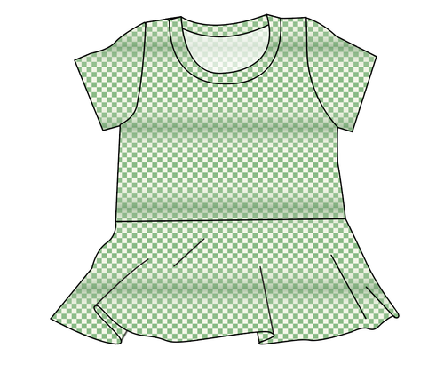 Green Check Ladies' Peplum Top