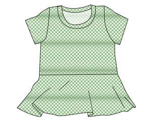 Green Check Ladies' Peplum Top