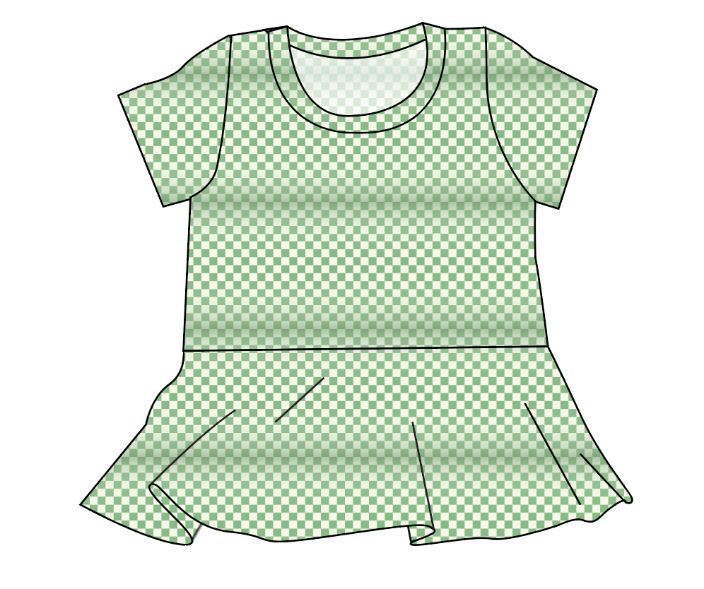 Green Check Ladies' Peplum Top
