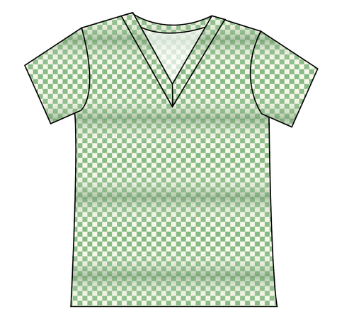 Green Check Ladies' Slouchy V-Neck Tee