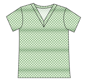 Green Check Ladies' Slouchy V-Neck Tee
