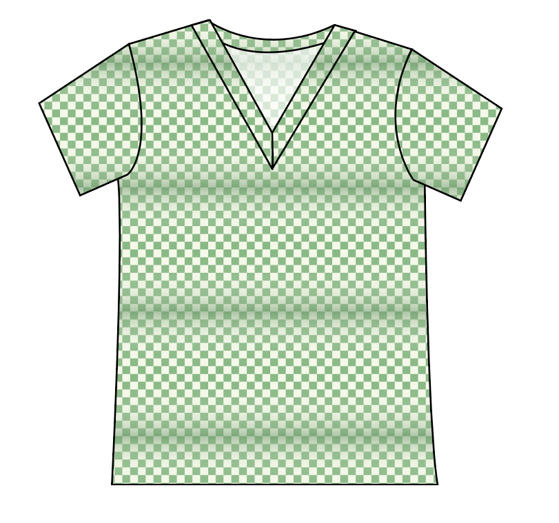 Green Check Ladies' Slouchy V-Neck Tee
