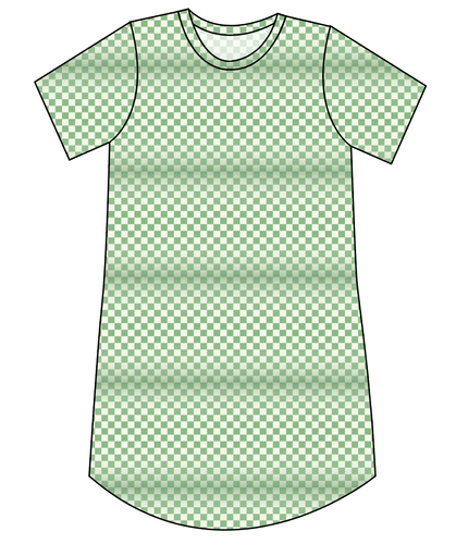 Green Check Ladies' T-Shirt Dress