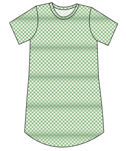 Green Check Ladies' T-Shirt Dress
